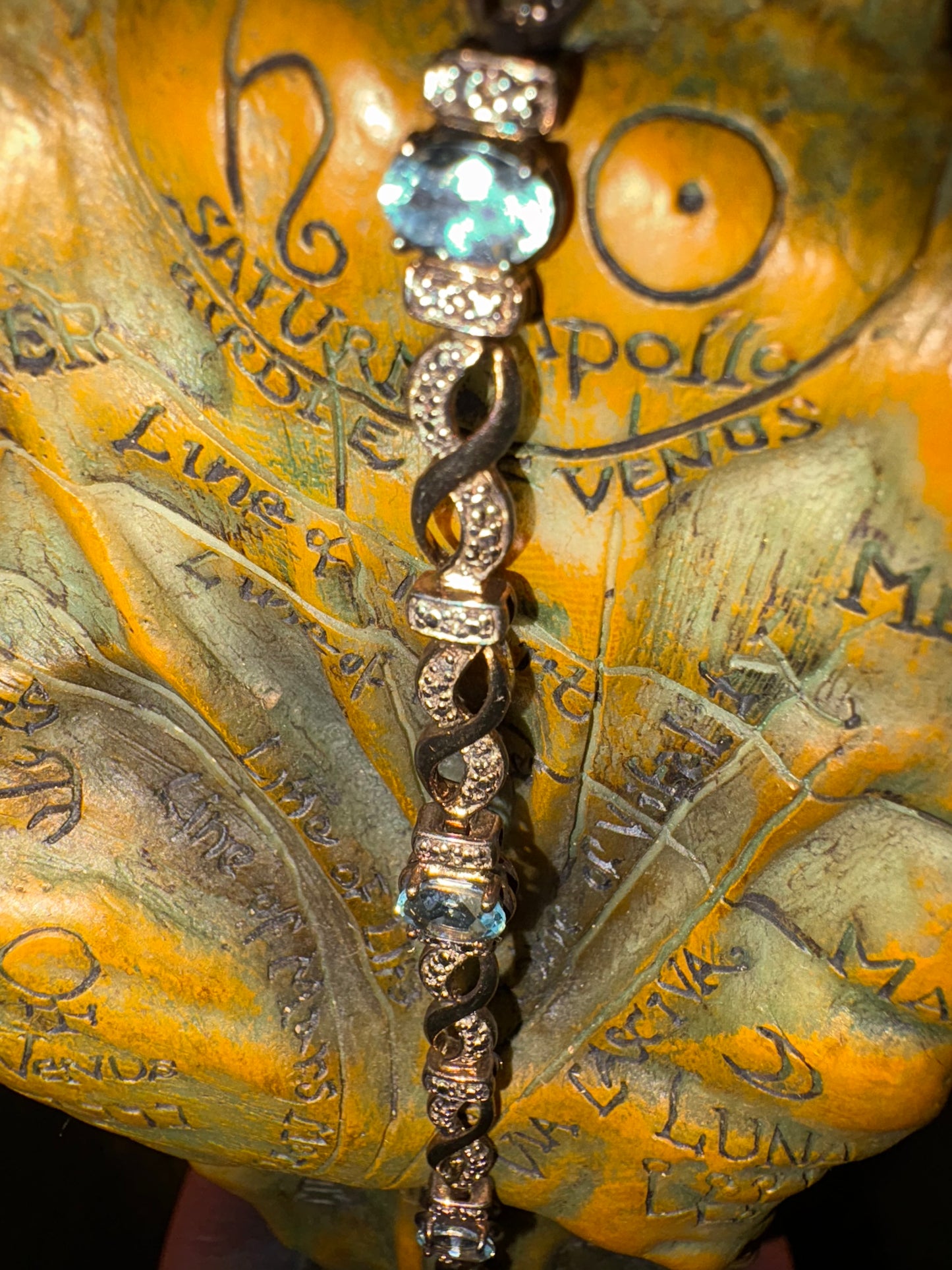 Coven Spell-Cast🔮 The Elemental Flow Amulet – Powerful Magickal Sterling Silver Blue Topaz & Diamond Bracelet (7.25”)