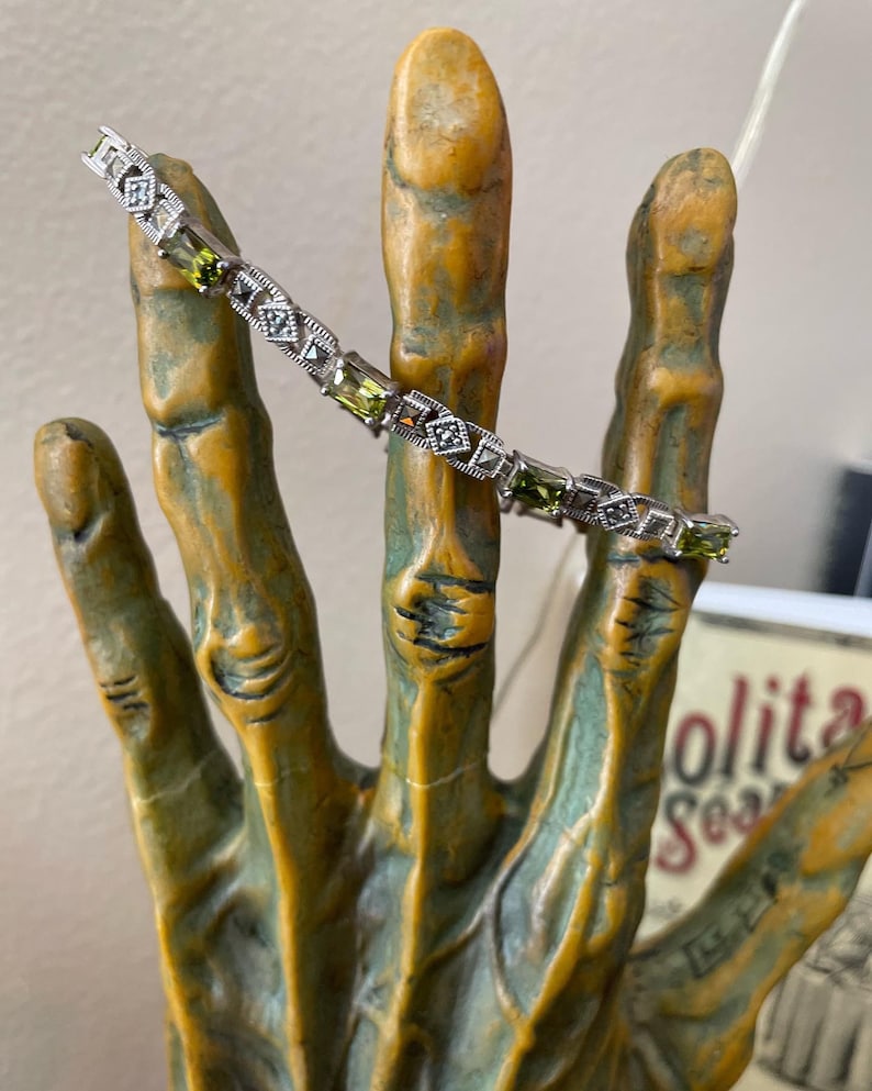 Witch Owned From Vault Money Luck Wealth Attract Amulet Green Peridot 925 VTG “7 inch Bracelet 300hrs of Casting 9X Full Coven Cast Vintage