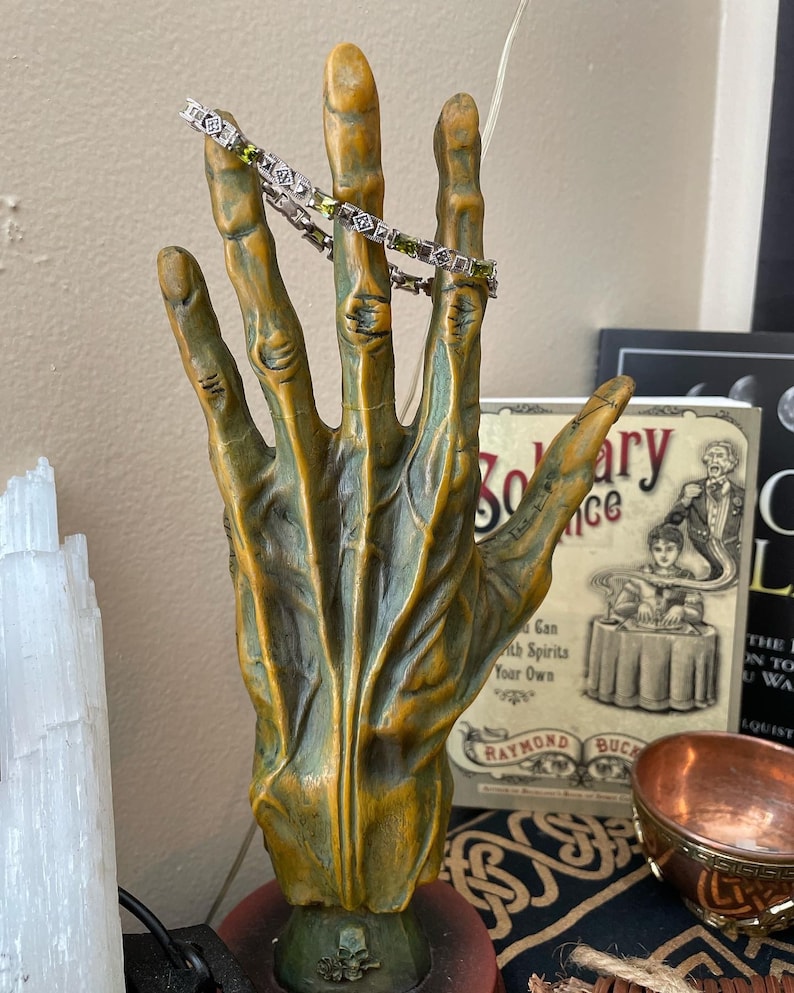 Witch Owned From Vault Money Luck Wealth Attract Amulet Green Peridot 925 VTG “7 inch Bracelet 300hrs of Casting 9X Full Coven Cast Vintage