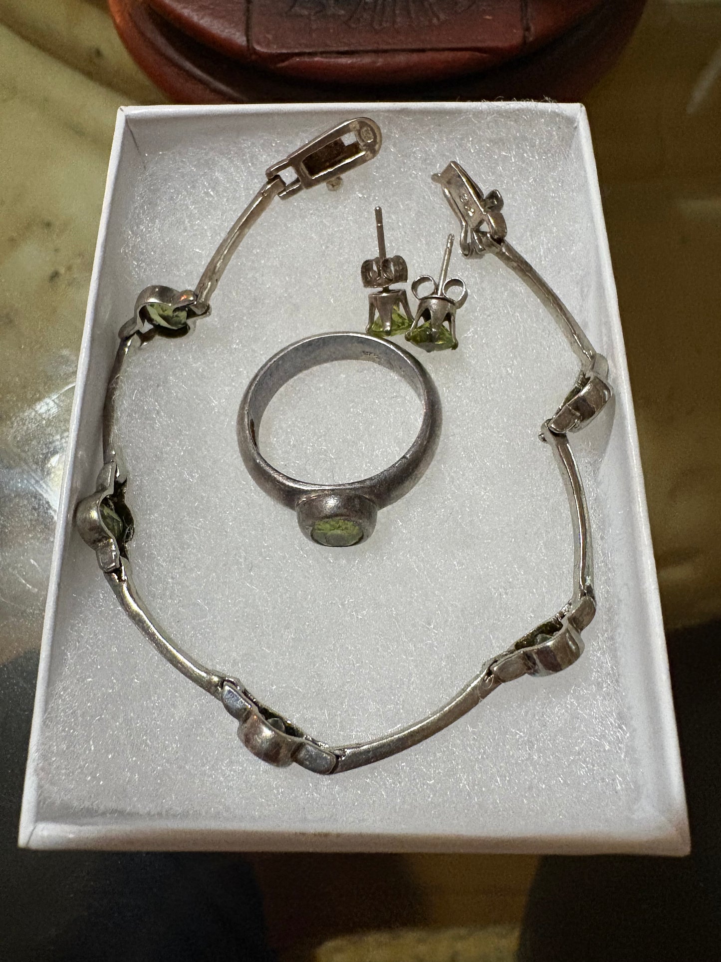 Coven Spell Cast Vintage 925 Sterling Silver Magickal Peridot Stone Jewelry Set- Fully Charged Ring, Bracelet & Earrings | Prosperity & Renewal Amulet