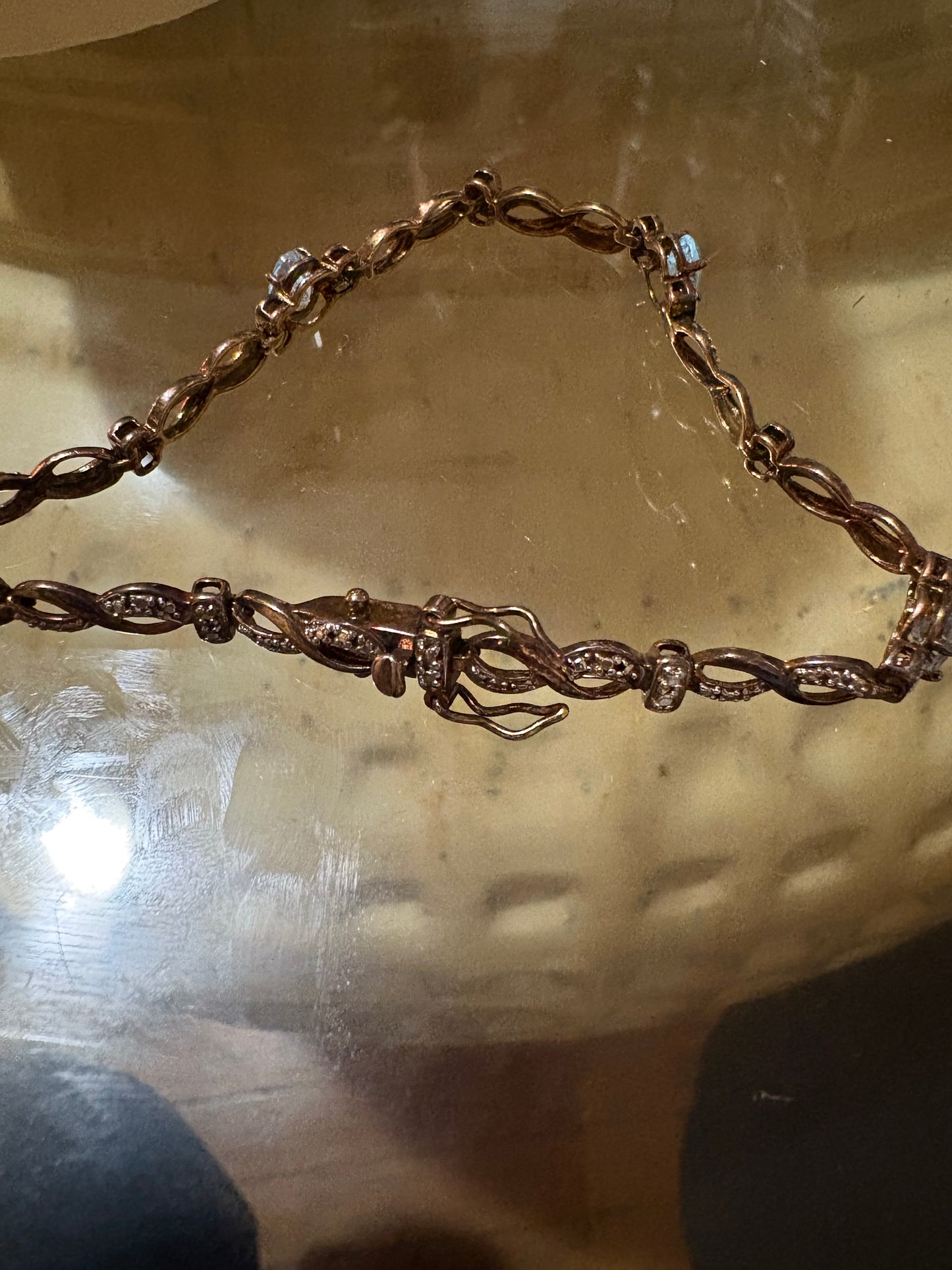 Coven Spell-Cast🔮 The Elemental Flow Amulet – Powerful Magickal Sterling Silver Blue Topaz & Diamond Bracelet (7.25”)