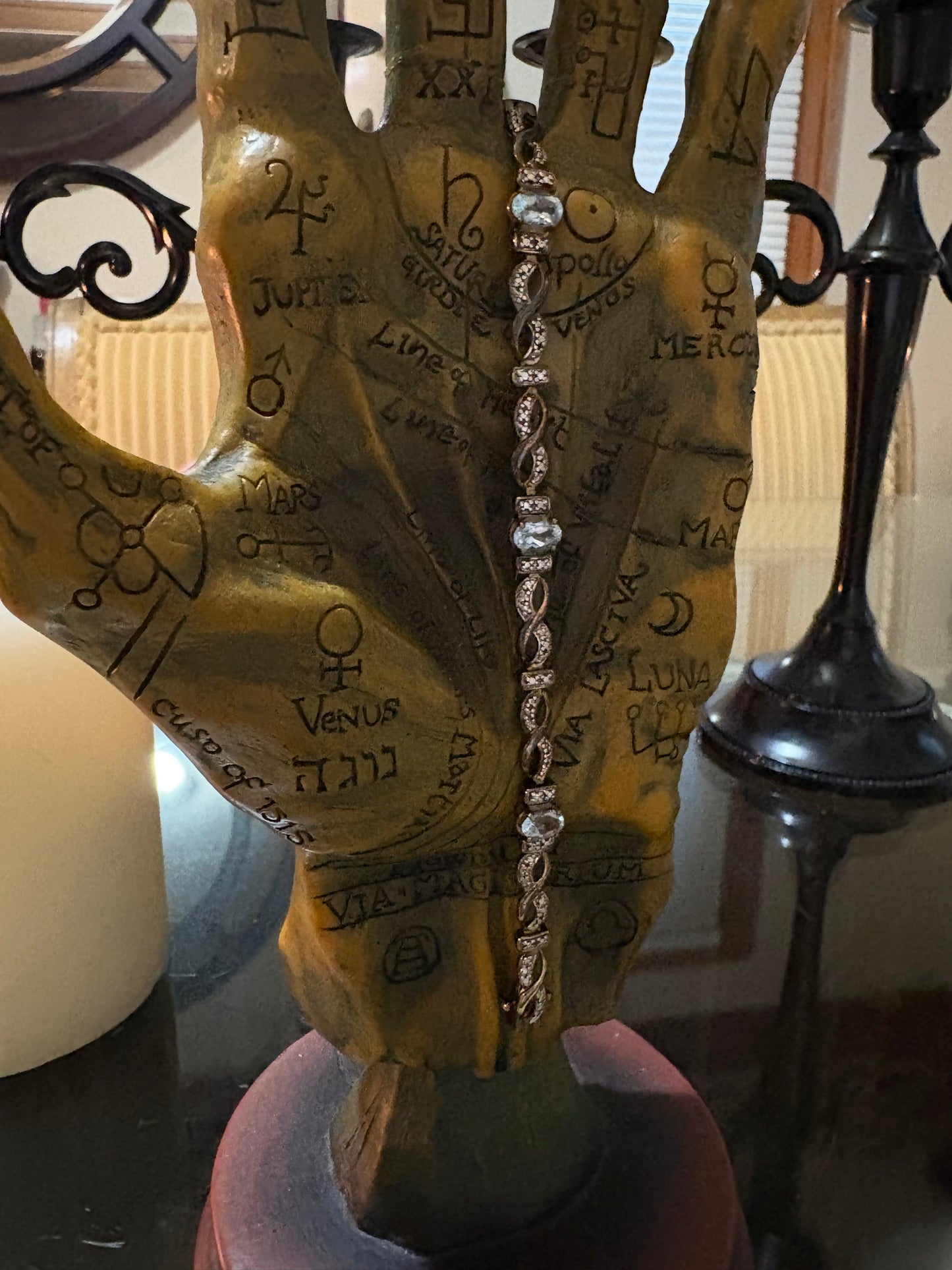 Coven Spell-Cast🔮 The Elemental Flow Amulet – Powerful Magickal Sterling Silver Blue Topaz & Diamond Bracelet (7.25”)