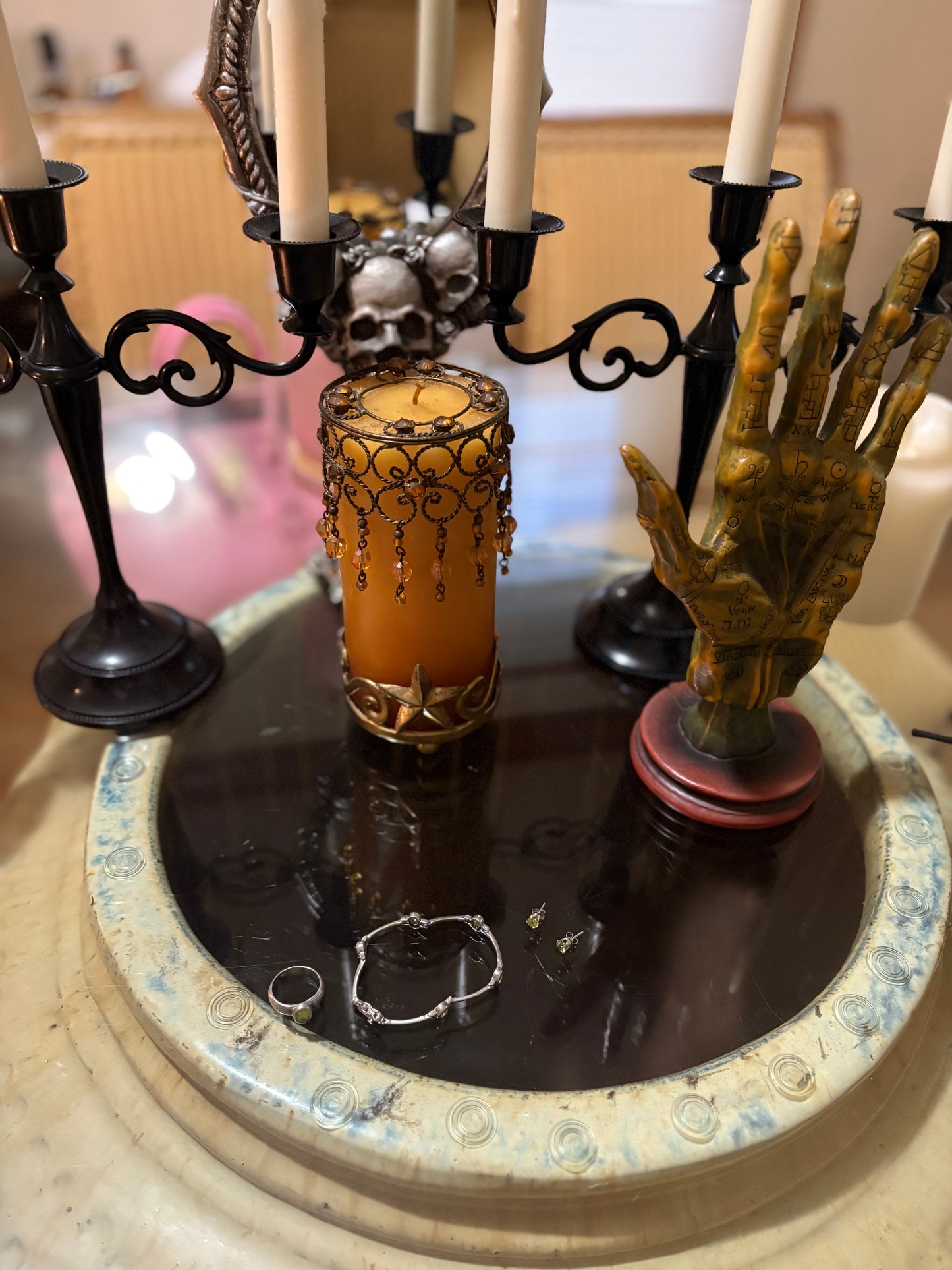 Coven Spell Cast Vintage 925 Sterling Silver Magickal Peridot Stone Jewelry Set- Fully Charged Ring, Bracelet & Earrings | Prosperity & Renewal Amulet