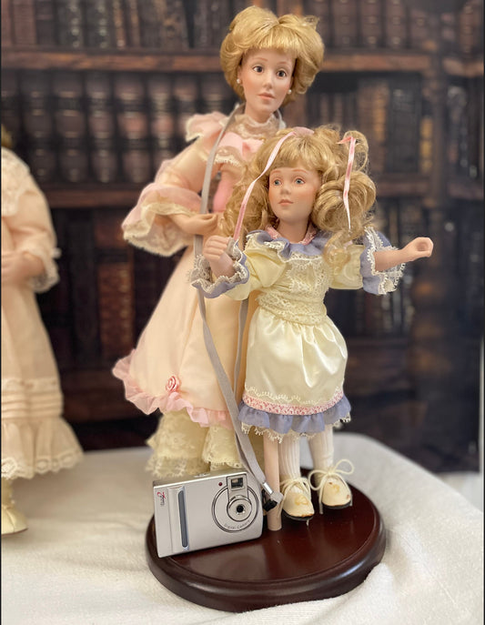 Old Active Vintage Dolls “Diana” & “Shannon” Stand Included