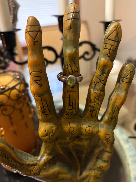 Coven Spell Cast Vintage 925 Sterling Silver Magickal Peridot Stone Jewelry Set- Fully Charged Ring, Bracelet & Earrings | Prosperity & Renewal Amulet