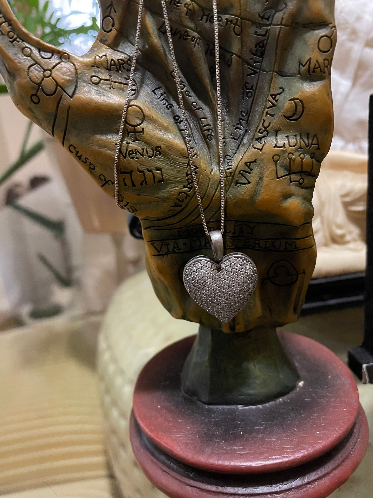 Last One -Coven Spell Cast 925-Sterling Silver Real Diamond Covered Heart Amulet Necklace – Love, Loyalty & Emotional Healing