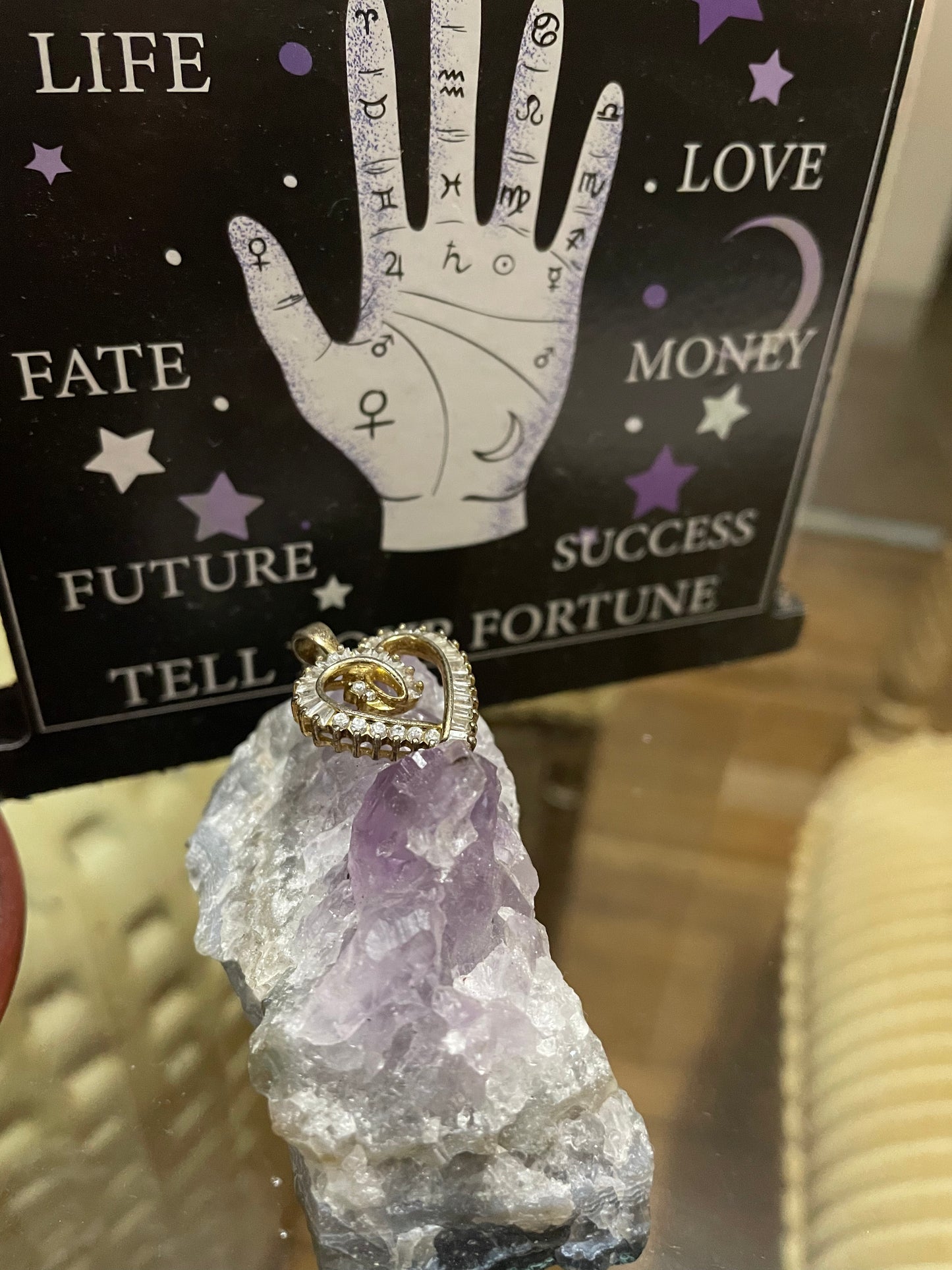 Coven Spelled Cast - Heart of Serenity Amulet – Sterling Silver Diamond Necklace for Inner Peace & Emotional Renewal