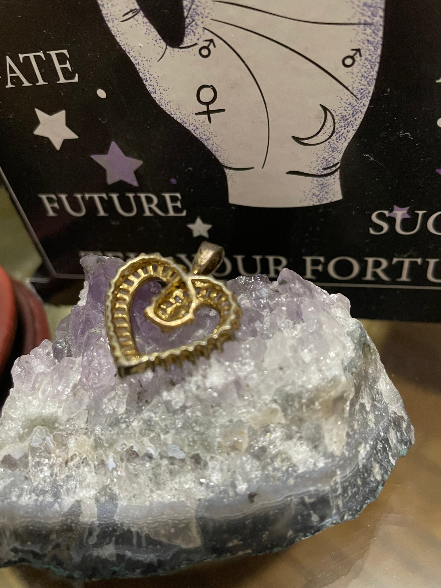 Coven Spelled Cast - Heart of Serenity Amulet – Sterling Silver Diamond Necklace for Inner Peace & Emotional Renewal