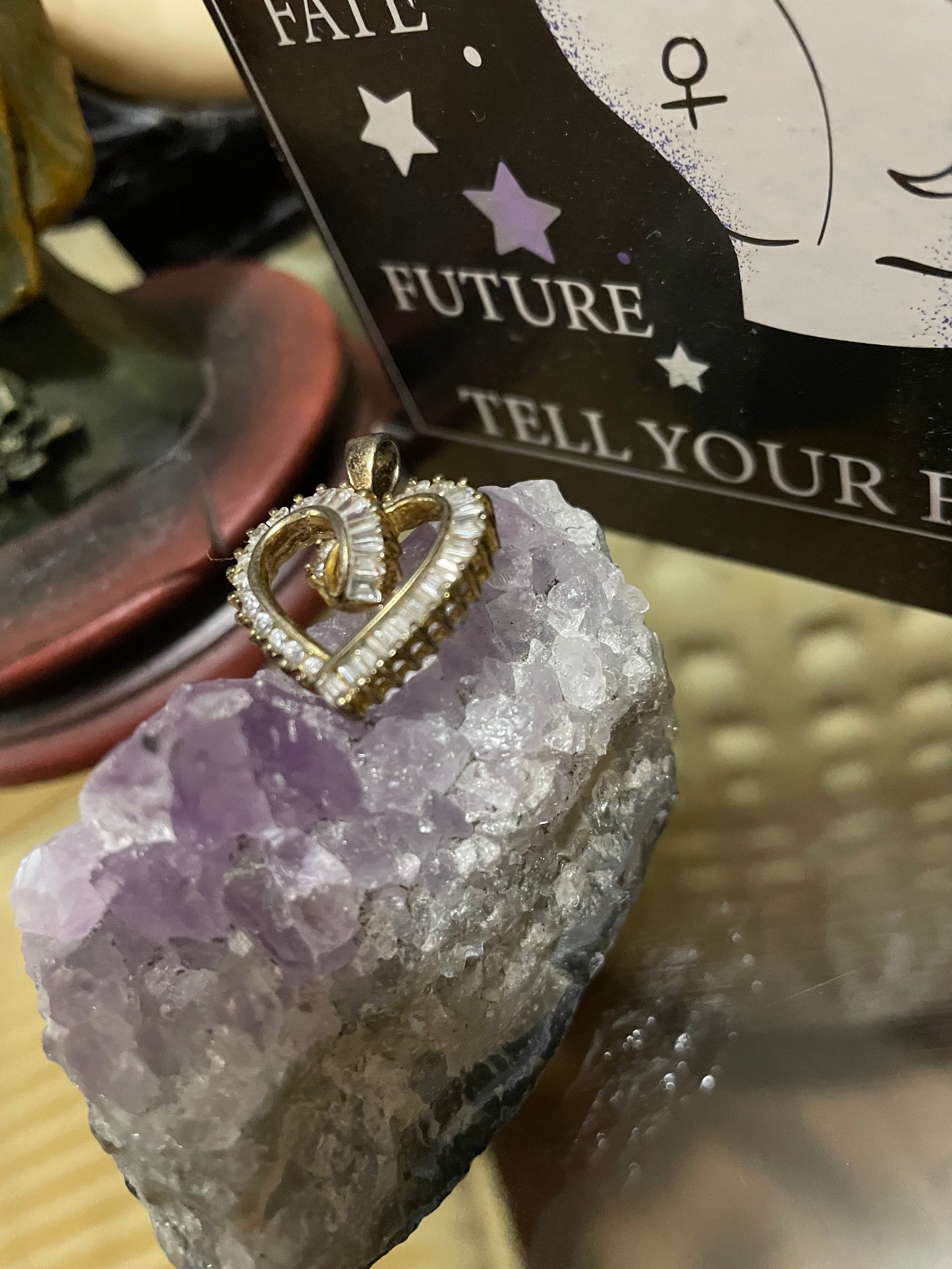 Coven Spelled Cast - Heart of Serenity Amulet – Sterling Silver Diamond Necklace for Inner Peace & Emotional Renewal